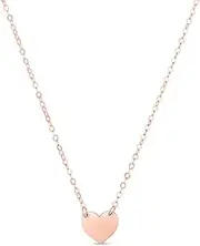 [JewelryWeb] 14k Rose Gold Mini Love Heart Pendant Chain Necklace With Spring-Ring Clasp 1.1mm Chain width 46 Centimeters Chain-Necklace for Women and Men