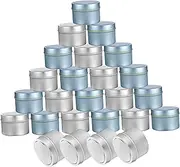 HAWILLOSCH 24pcs Metal Candle Jar DIY Candle Making Jars Small Round Tinplate Containers Lids