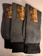 Mens Socks W Lambs Wool Set Of 3 Dark Gray With Black Cuff SZ 10-13 NEW W Tag