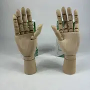 2 Flexible Jointed Art Wooden Articulated Left & Right Hand 9.5" Model Mannequin