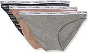 [Calvin Klein] Women's Carousel Bikini 3PK Cedar/Gry Heather/LORELY Stripe+ Black Bikini Brief, Cedar/Gry Heather/LORELY Stripe+ Black