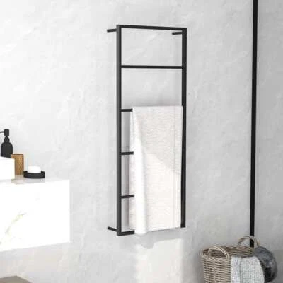 NNEVL Towel Rack Black 45x10x115 cm Steel
