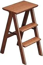 3 Step Folding Ladder Chair, Foldable Ladder Stool Rack, Library Ladder Bookshelf Plant Rack for Home Kitchen Office Storage and Decoration
