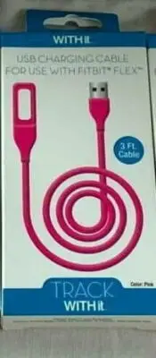 New FOR Fitbit Flex by WITHit Replacement USB Charging 3' Cable Pink w/warranty