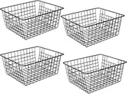 14" Upright Freezer Storage Baskets, Black Wire Storage Bins Large Bakset for Freezer, Pantry, Bathroom Organizing, Set of 4