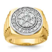 14k Two-Tone 1 7/8 Ct. Lab Grown Diamond VS/SI+ G+ Ribbed Men's Cluster Ring