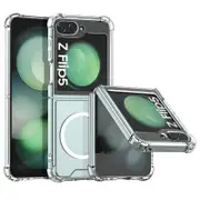 Samsung Galaxy Z Flip 5 5G Magnetic Clear Case Shockproof Heavy Duty Protective Cover - Clear Magsafe Case - Clear Ring Case