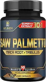 10in1 Saw Palmetto Capsules for 5 Months - Blended Maca Root, Tribulus, Ashwagandha, Turmeric, Ginger & More - 150 Capsules