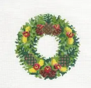 Griffin Designs Mini Pineapple Wreath Ornament Handpainted Needlepoint Canvas