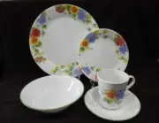 ❤️ NEW 5-pc Corelle SUMMER BLUSH Dinnerware PLACE SETTING Colorful Pansies Pansy