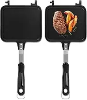 STUIPIUL Double Sided Frying Pan Aluminum Alloy Sandwich Maker Pan Non Stick Sandwich Grill Pan Detachable Hot Sandwich Maker with Anti-Scalding Handle for Sandwich Making