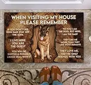 Door Mat When Visiting My House Please Remember German Shepherd Welcome Non-Slip Mats Funny Doormat Decor for Bathroom Kitchen Front Porch Rugs Home Decor Entrance 16*24in/40*60cm