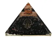 Black Tourmaline Orgone Pyramid - Small Hamsa