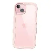 Cute Case for iPhone 15 6.1-Inch, Wave Frame Curly Shape Shockproof Phone Pink