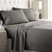 2000TC ForZzz Ultra-Soft All AU Size 3 Pieces Flat Fitted Bed Sheet Set/AU King Single Size Gray/Luxury Bedding Sheets/Breathable deep Pocket Beding Set/Wrinkle & Fade Resistant