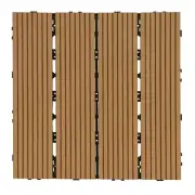 Pack of 9 Teak Color Decking Tiles - 11.8"x11.8"x0.8" Inch