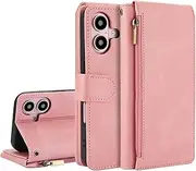 GoshukunTech for iPhone 16 Plus Case,for iPhone 16 Plus Wallet Case[ 8 Card Slots & 1 Zipper Coin Purse] Leather Wallet Flip Cover with Wrist Starp-Pink