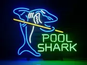 Pool Shark Billiards Game 20"x16" Neon Lamp Light Sign Wall Decor Glass Artwork