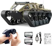 Mostop RC Tank 1/16 Scale High Speed RC Tank Car Offroad Crawler for Kids, 2.4Ghz Remote Control Crawler Drift Tank Army Truck with 2 Batteries, 360°Rotating Drifting Truck Toy Gifts