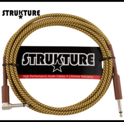 Strukture SC10TWR 1/4" Straight to Right Angle 10FT Tweed Guitar Cable