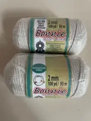 Bonnie Braid Braided Macrame Crafting Cord 2 mm 2 Rolls 200 yds total White
