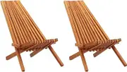 Garden Chair Folding Outdoor Lounge Chairs 2 pcs Solid Acacia Wood Patio Seating