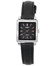 Casio Analog Genuine Leather Strap Black Dial Quartz LTP-E176L-1A Ladies Watch