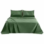 Combed Cotton Bed Flat Fitted Sheet Set Soft Single Double Queen King Size Olive