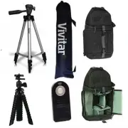 50" VIVITAR TRIPOD + 7" TRIPOD + BACKPACK + REMOTE FOR NIKON DSLR D3100 D3000