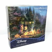 Thomas Kinkade Mickey and Minnie Sweetheart Campfire 750 Pc Puzzle 24 x 18 - NEW