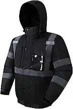 JKSafety Hi-Vis Winter Safety Jacket Fluorescent Color Durable Waterproof Lightweight Jacket for men ANSI Compliant Class 3