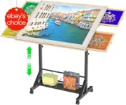 360° Tilting Jigsaw Puzzle Table Adjustable Height Angle with Drawers Wheels Cov