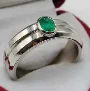 Natural Zambian Emerald Stone Original Rare Emerald Ring Sterling Silver 925