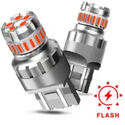 AUXITO 7440 7443 Red LED Strobe Flash Blinking Brake Tail Light Bulb 2F 1/2set (for: Suzuki)
