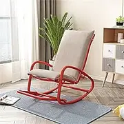Let's Make Memories Personalized Adjustable Rocking Chair Mid-Century Modern Nursery Rocking Chair Upholstered High Back Decorative Slide Rocking Chair Ideal for Living Room, Patio, Study,Red