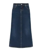 Alexander McQueen Log Patch Denim Midi Skirt IT40,IT38 Indigo