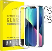 JETech Screen Protector for iPhone 13 mini 5.4-Inch with Camera Lens Protector, Easy-Installation Tool, Tempered Glass Film, 2-Pack Each