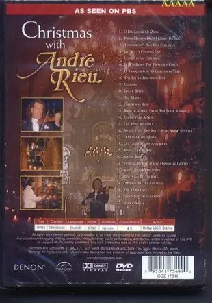 美國版全區DVD~安德烈瑞歐 聖誔快樂Christmas With Andre Rieu~現貨