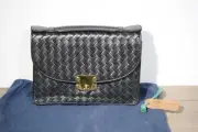 BOTTEGA VENETA Mini Black Intrecciato Turn Lock Bracket