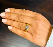 14K SOLID YELLOW GOLD ROUND F1 MOISSANITE ENGAGEMENT RING SEMI BEZEL 1.25CT