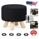 Lightweight Small Round Footrest - Modern Velvet Ottoman with Anti-Slip Base
