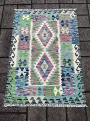 Hand Woven Afghan Wool Kilim, Size: 121 X 86 cm, Flat Woven Handmade Floor Rug
