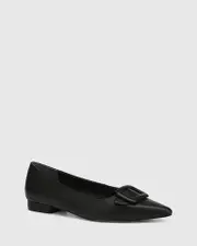 Madrid Black Leather Flat