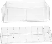 JEWEDECO 2pcs Acrylic Cosmetic Storage Box Cash Drawer Tray Money Organizer for Cash Checks Cards Currency