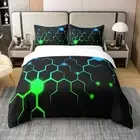 Set Fluorescence Green Blue Geometry Hexagon Beehive Hexagon 100%