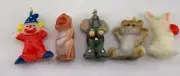 Vintage NEW Animal Monkey Elephant Bear Rabbit & Clown Wax Candle 1 3/4 Inch