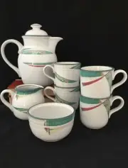 Beautiful Noritake NEW WEST 8696 Coffee Pot/Server, 4 Cup/Mug, Sugar/Creamer Set