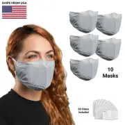 XRGO XM25GR (10-Count) Gray Cloth Reusable Face Mask + 50 PM.2 Filters