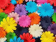 HukDok Daisy Petals Mulberry Paper Flowers Handmade for DIY Crafts Supplies Card Scrapbooking Embellishment,Wedding Supply Accessory (Mixed Colors)