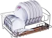 BXFGJCHH, Dish Drying Rack Over Sink, Stainless Steel Plate Drying Rack with Cutlery Holder Basket Supplies Storage Counter Organizer Dish Drainer with Dry Pad and Drain Rack for Gla ，Cutlery Drainer